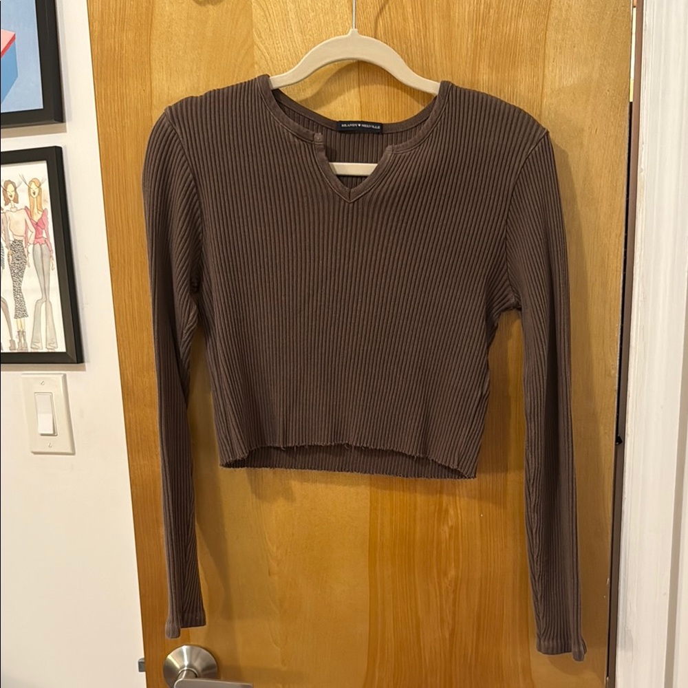 Brandy Melville Ribbed Long Sleeve Top